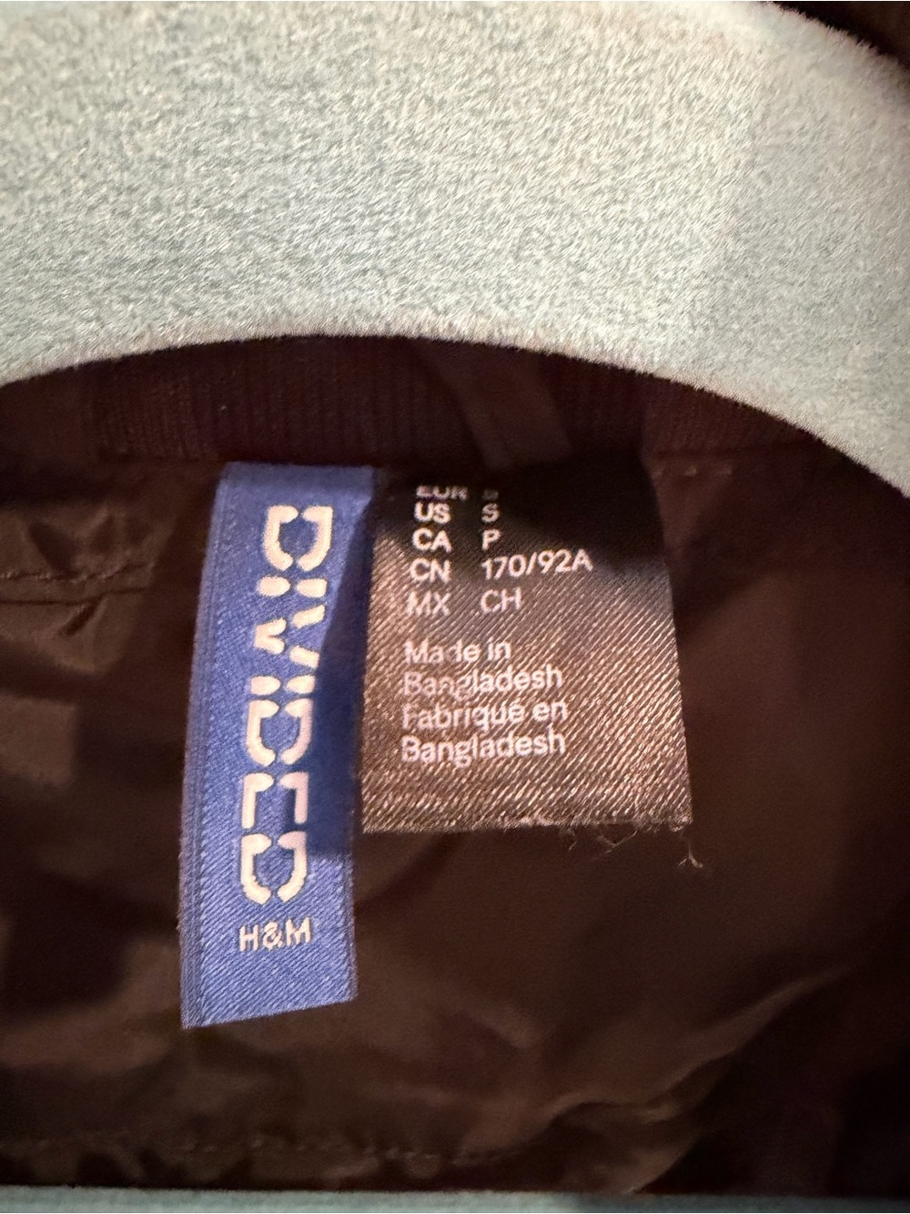 H&M Bomber Jacket Label in Blue.  Black Womans size S